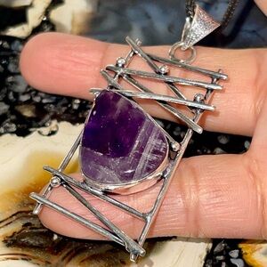 Chevron Amethyst Pendant 2 1/2”